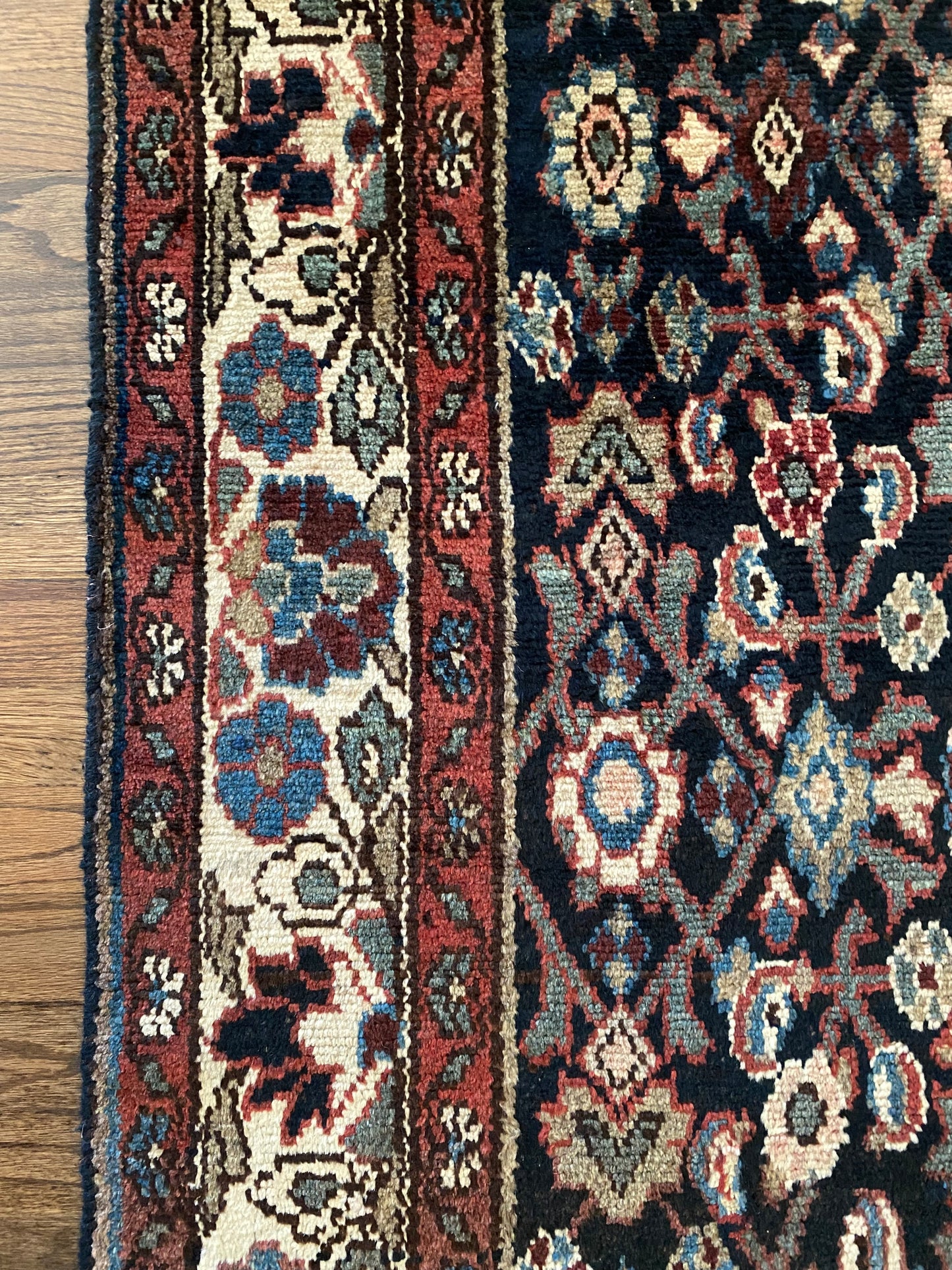 Vintage Malayer Wool Runner 3’4"x10’1" – Hand-Knotted Moody Navy Runner | Marci