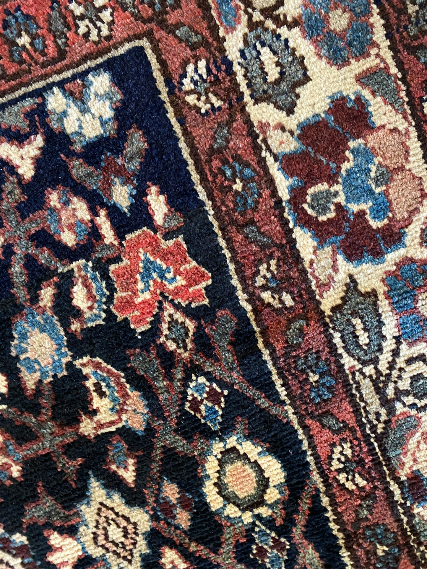 Vintage Malayer Wool Runner 3’4"x10’1" – Hand-Knotted Moody Navy Runner | Marci