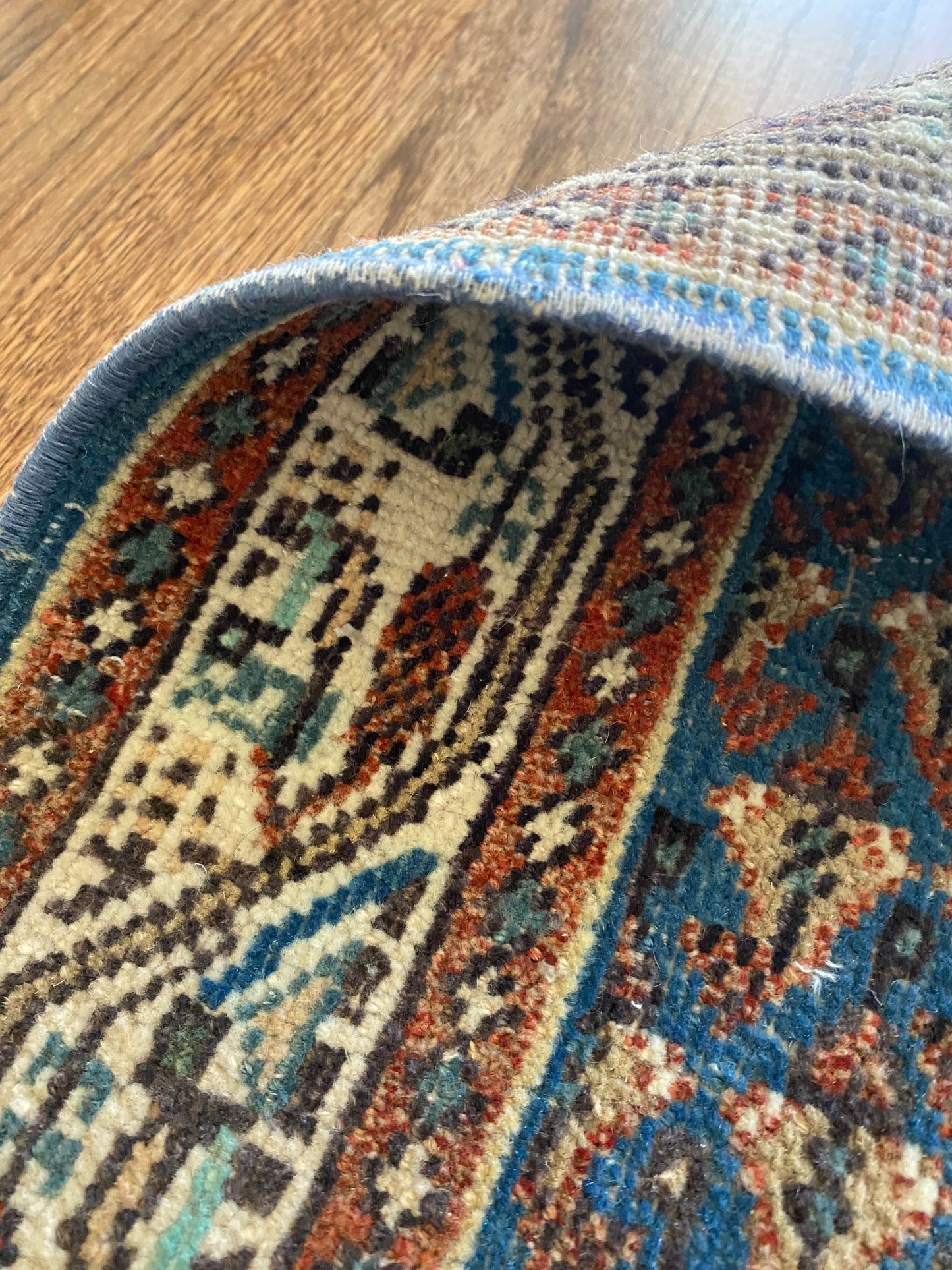 Vintage Persian Wool Rug 2’0.75"x3’9" – Hand-Knotted Blue Boteh Scatter Rug | Molly