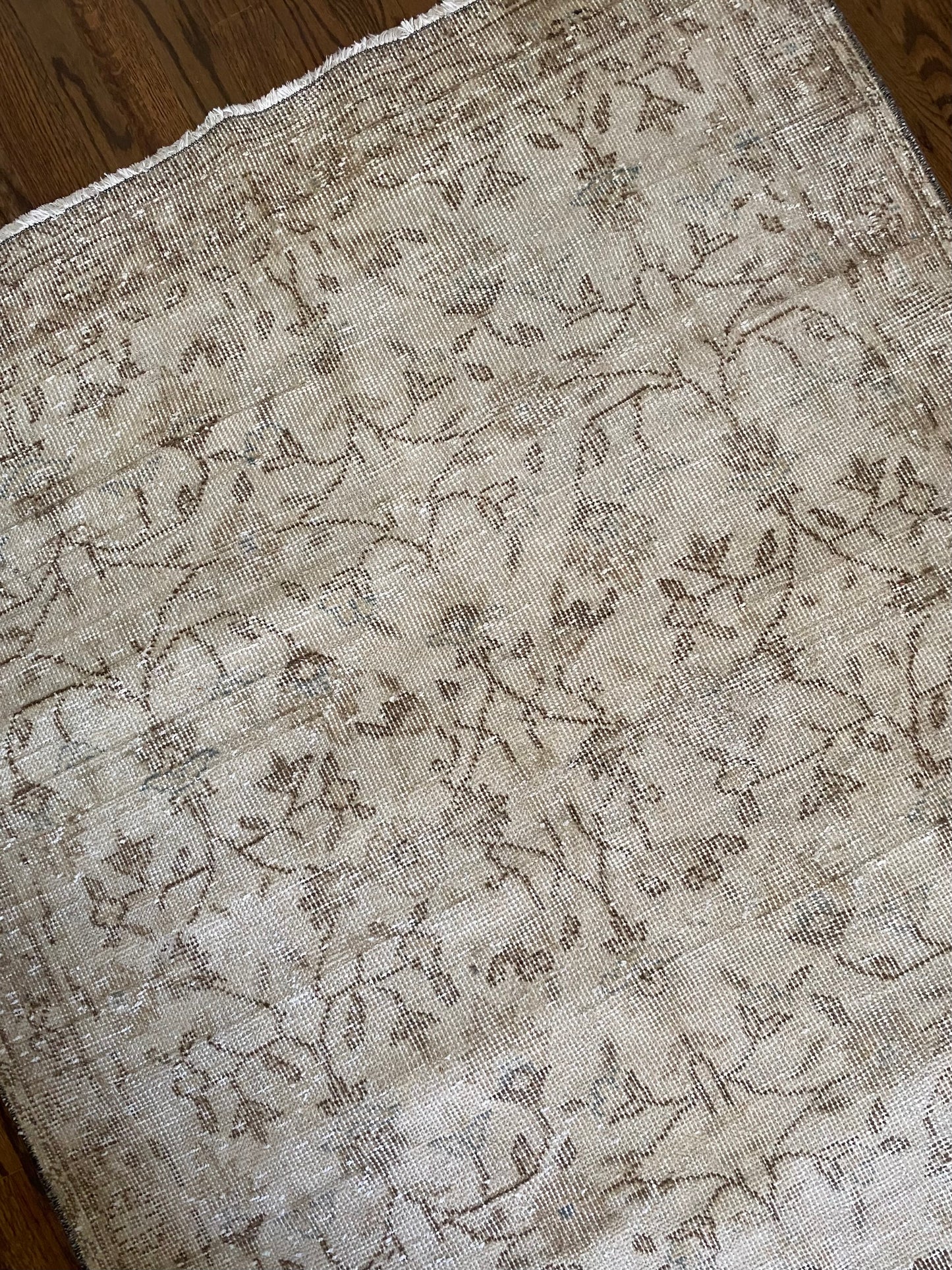 Vintage Turkish Wool Rug 3’10”x6’11” – Hand-Knotted Neutral Scatter Rug | Kendyl