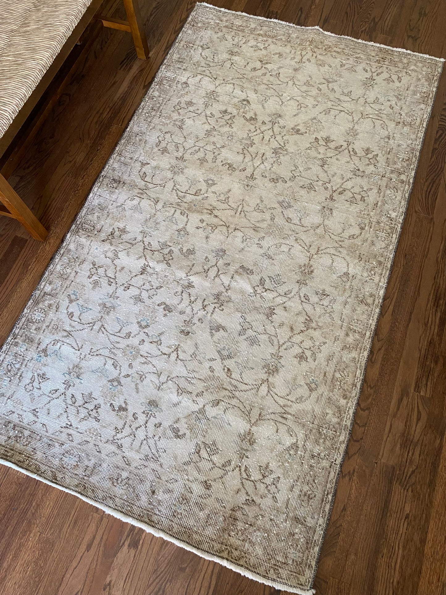 Vintage Turkish Wool Rug 3’10”x6’11” – Hand-Knotted Neutral Scatter Rug | Kendyl