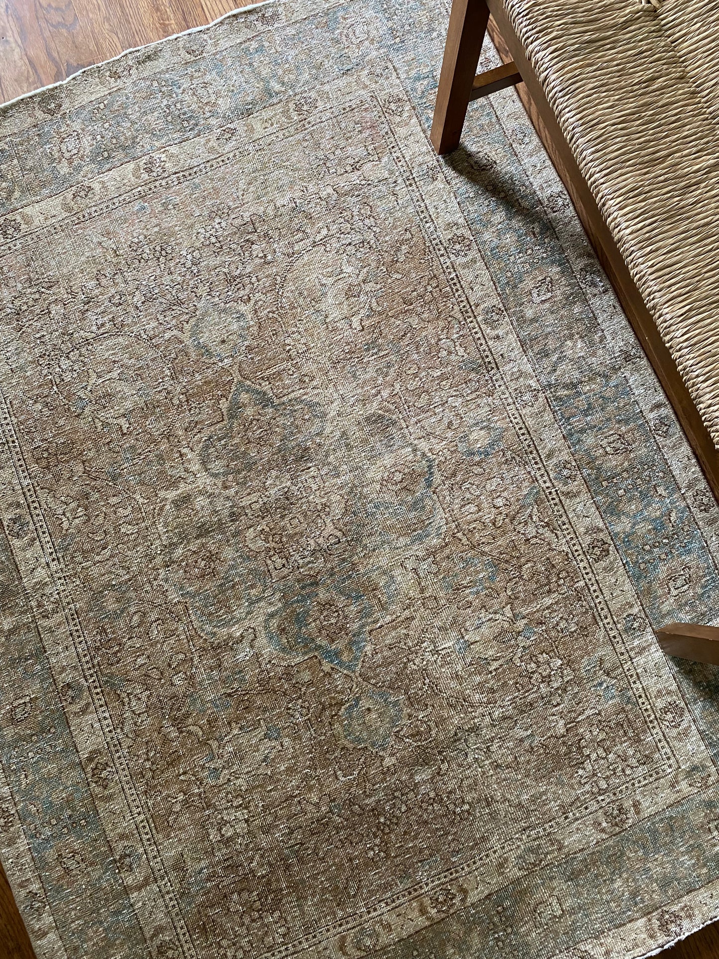 Antique Tabriz Wool Rug 4’4"x5’10" – Hand-Knotted Neutral Scatter Rug | Ginny